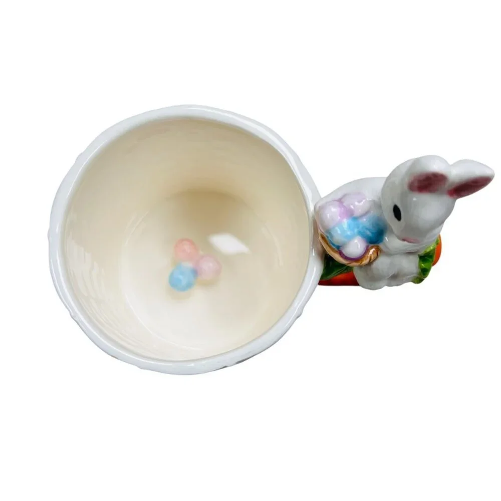 Easter Bunny Basket Weave Rabbit Mug Holiday Drinkware Multicolor Kitchen Coffee